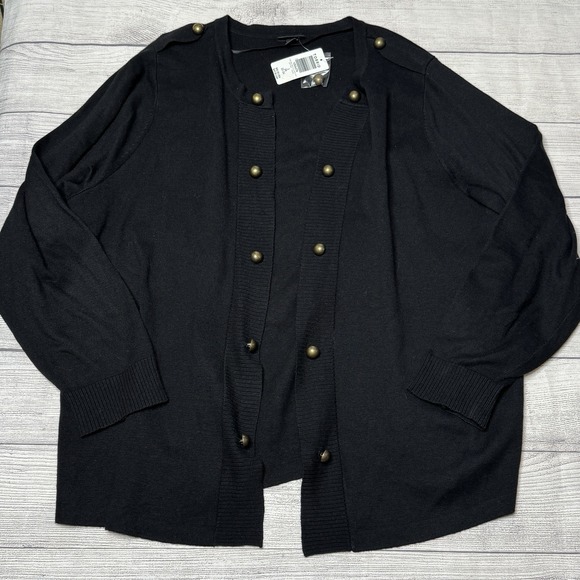 torrid Sweaters - Torrid Black Military Open Front Cardigan Sweater Gold Buttons Size 3 3X NWT